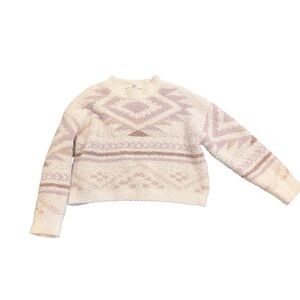 Altar'd State Cream and Pink Geometric Sweater